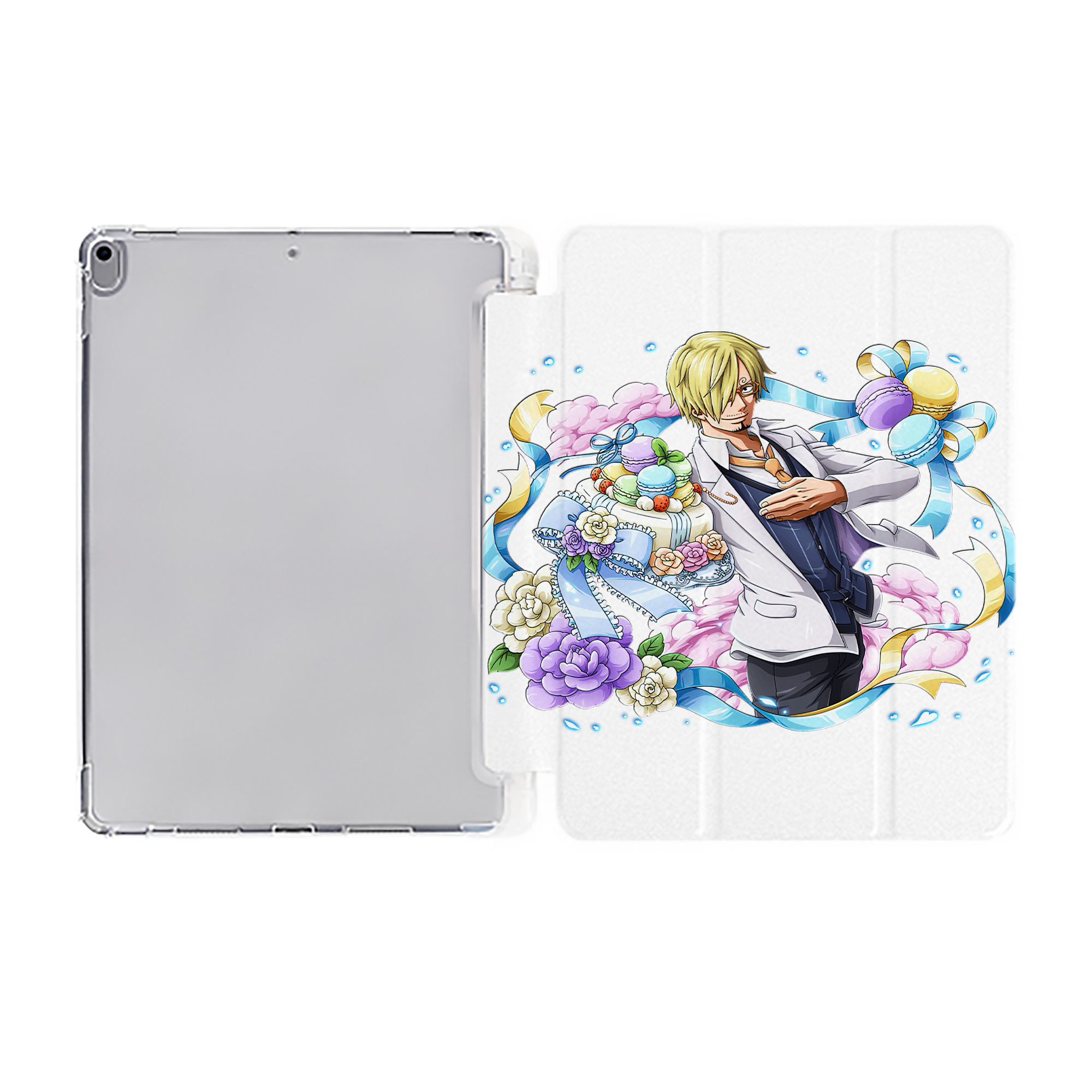 （画像用） ワンピース サンジ ONE PIECE Sanji IPad ケース ペン収納付き 三つ折りスタンド PUレザー×シリコン 対応機種9.5/10.5/10.9インチ